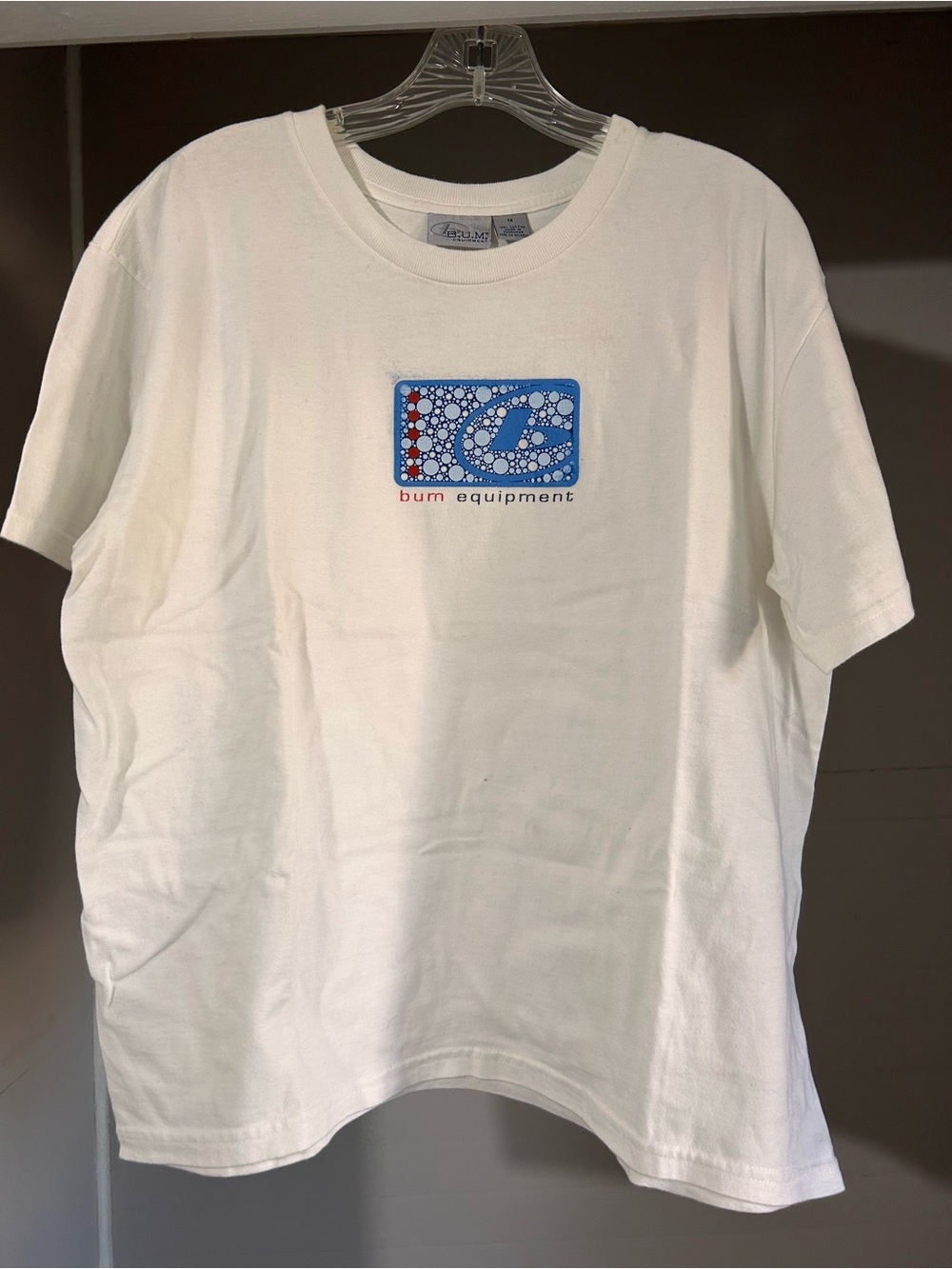 Equipment White Tee with Blue and Red Bubble Graphic